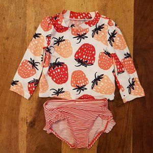 Strawberry and stripes Swim Rash Guard Set